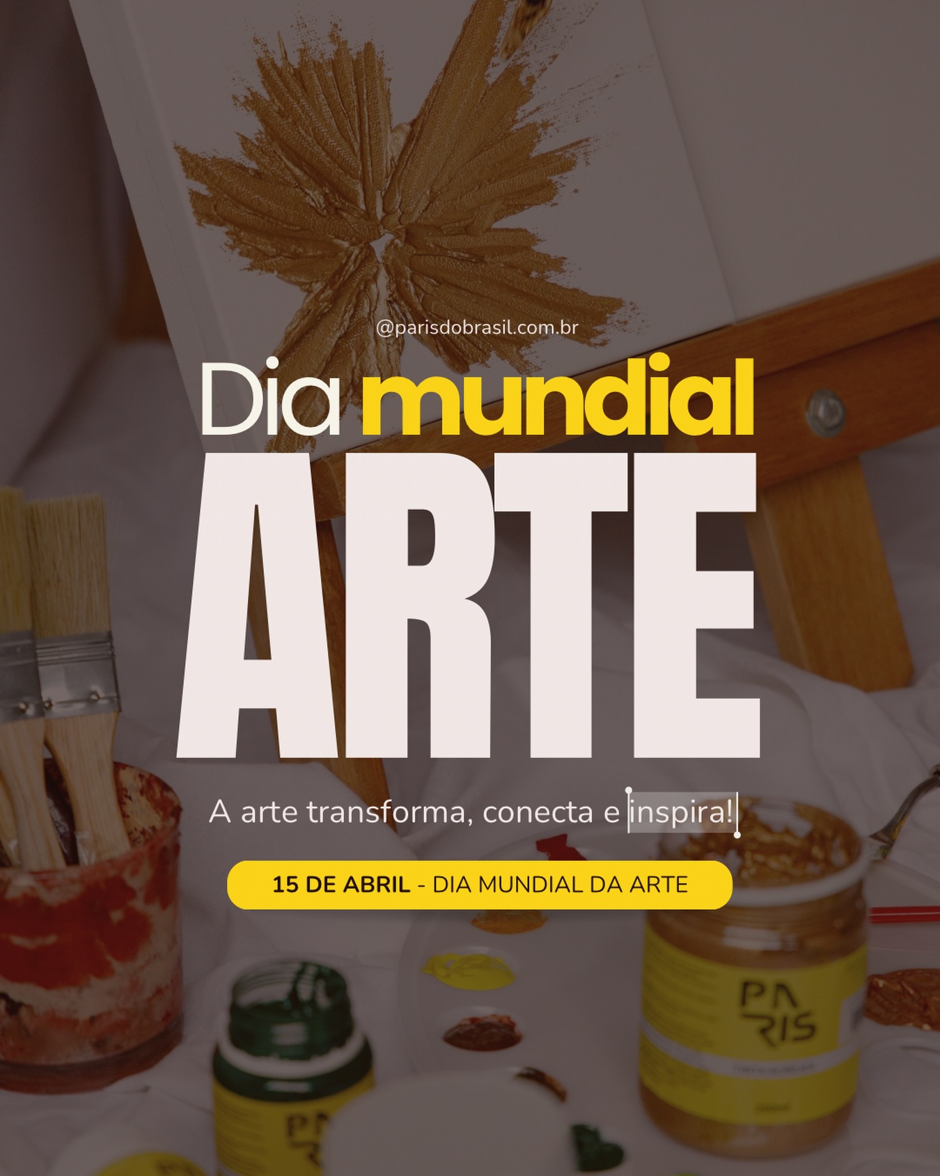 Hoje é o dia de celebrar aquilo que não se explica… se sente. 🎨✨

A arte mora nos detalhes, nos processos, nos erros que viram acerto e principalmente, em quem tem coragem de começar.

Se você cria, experimenta, testa, se expressa…
esse dia também é seu.

E a gente tem orgulho de fazer parte disso todos os dias 💛

Feliz Dia Mundial da Arte!