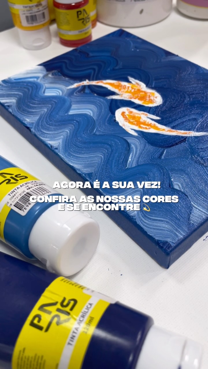 Não precisa saber pintar pra começar. 💛
Peixinhos, ondas e muita tinta acrílica Paris.
Qual seria o seu primeiro quadro?
🔗 Nossas cores no link da bio.